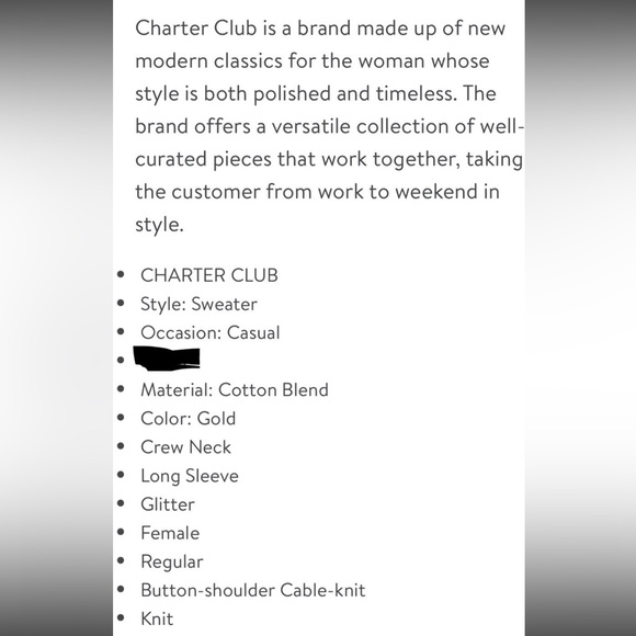 CHARTER CLUB GOLD SWEATER   NWT - Picture 10 of 11